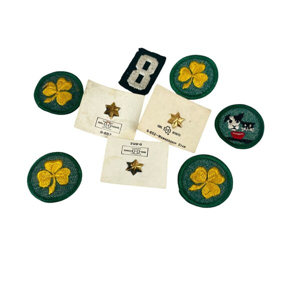 Vintage Girl Scout Patches & Pins - Membership Stars Clover Leaf Dog Badge Numbe - Picture 4 of 5